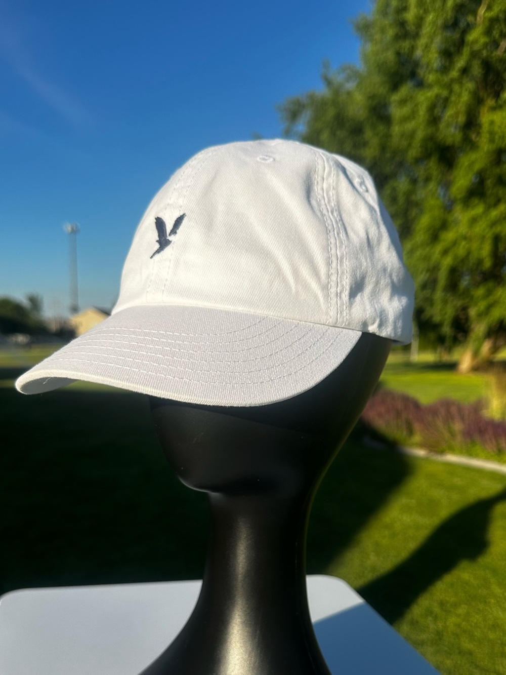 American Eagle Outfitters White Baseball Cap with Embroidered Logo